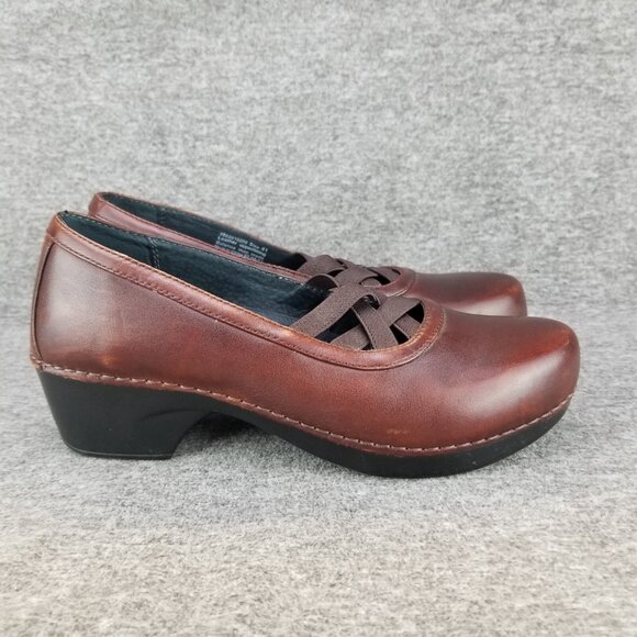 ✅Dansko Tilda Clogs Burgundy Leather Stretch Criss Cross Straps US 10.5-11 EU 41 - Picture 7 of 10